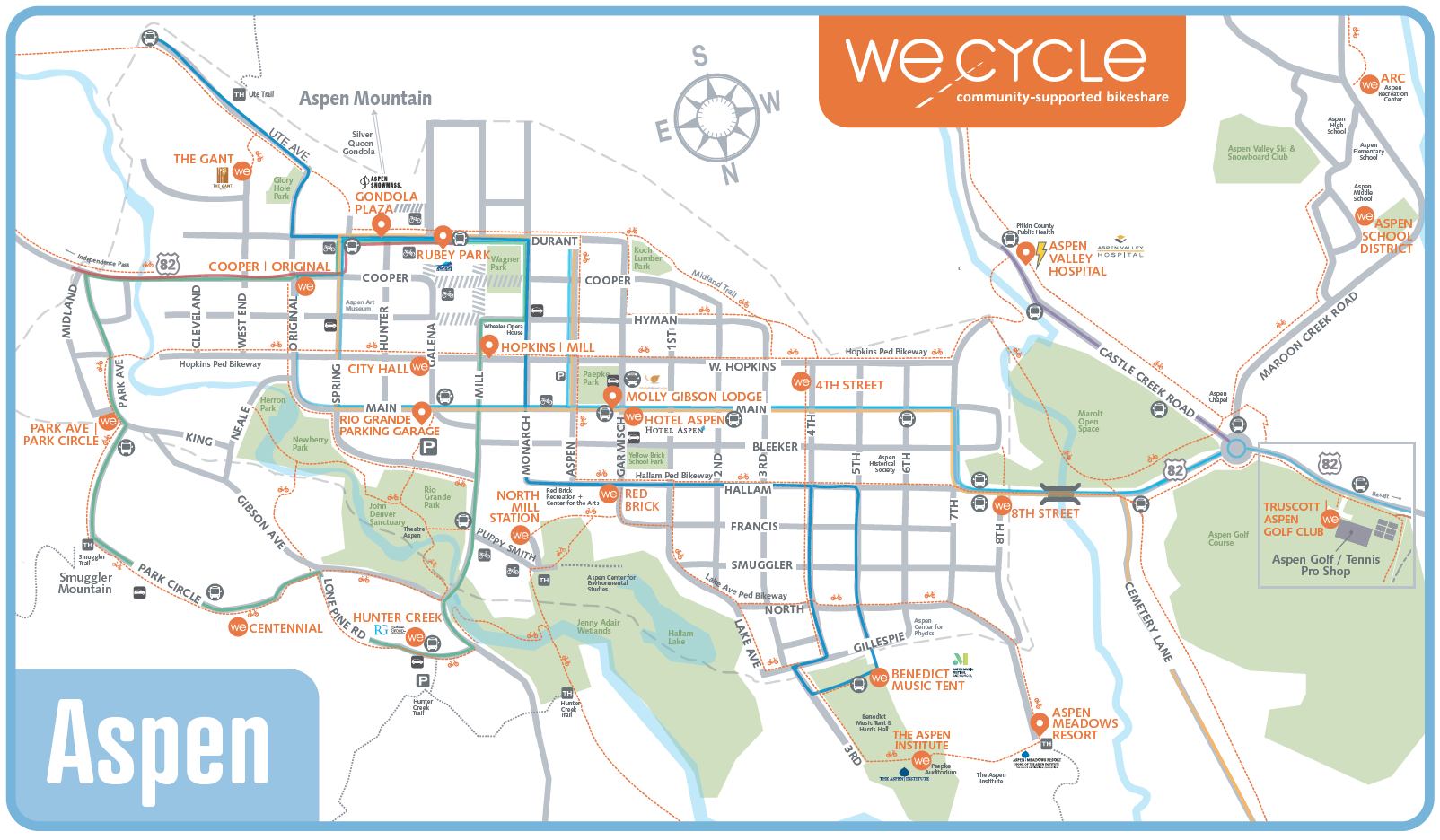 Aspen WE-cycle station map screenshot
